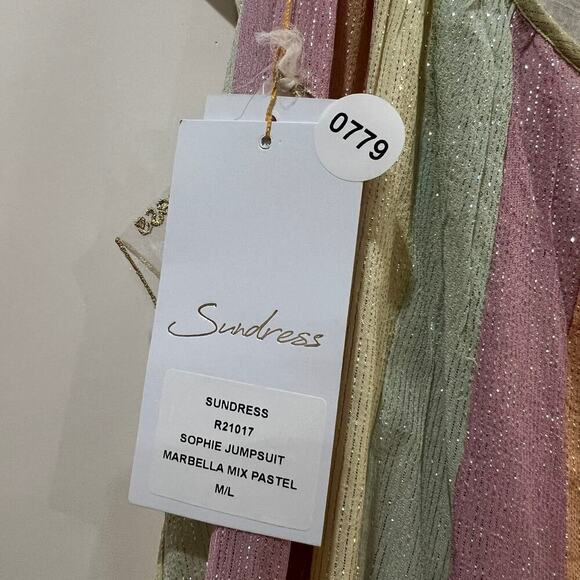 NEW Anthropologie x Sundress Sophie Jumpsuit in Marbella Mix Pastel M / L NWT - Picture 8 of 14